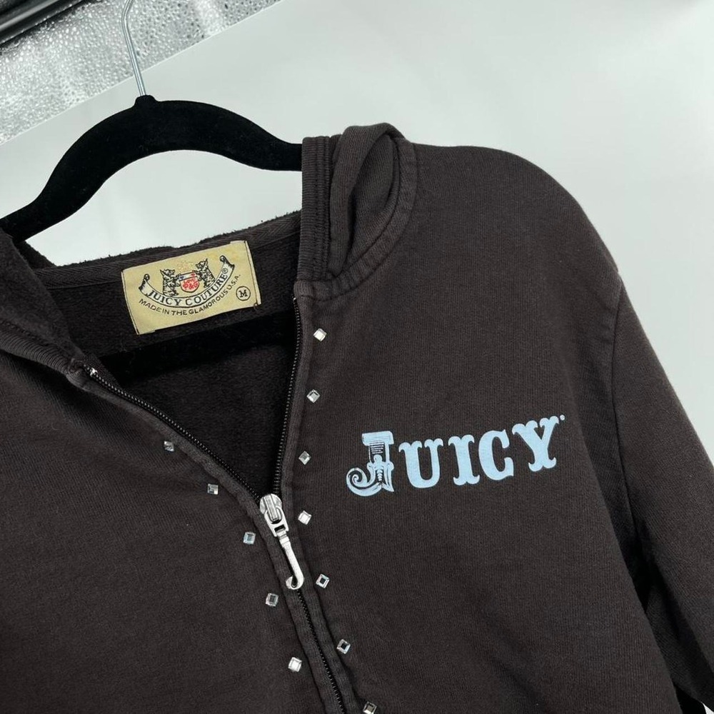 Vintage Y2K Juicy Couture Zip Up Sweatshirt RARE Heiress Brown M Rhinestone - Picture 6 of 7